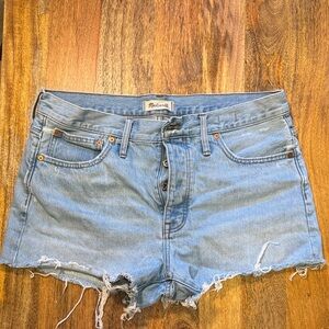 Madewell Light Blue Frayed Hem Jean Shorts